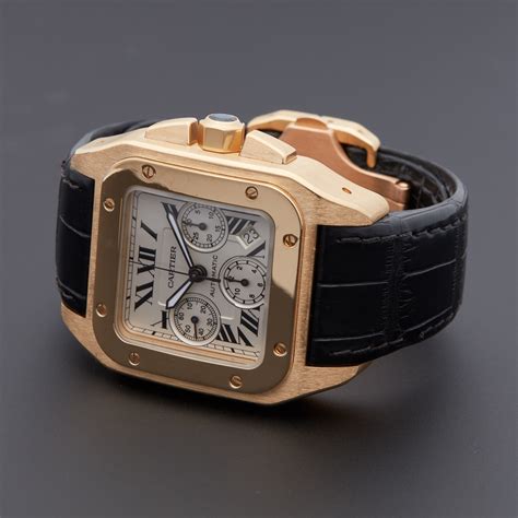 cartier santos 100 chronograph diamonds|cartier santos 100 price list.